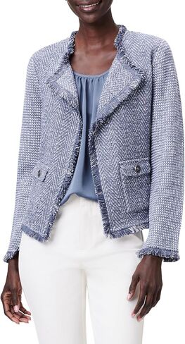 NIC+ZOE Women's Fringe Mix Knit Pocket Jacket in Saudi Arabia