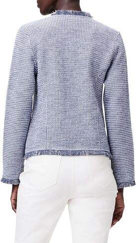 NIC+ZOE Women's Fringe Mix Knit Pocket Jacket in Saudi Arabia
