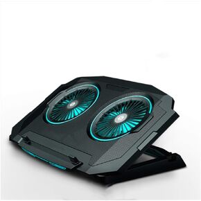 Gaming Laptop Cooler 2 Fans, 2 USB Ports, LED RGB Lighting, Notebook Stand, Base for Laptop 12-17 Inch, USB Laptop Cooling Pad (Color : Red) (Blue)