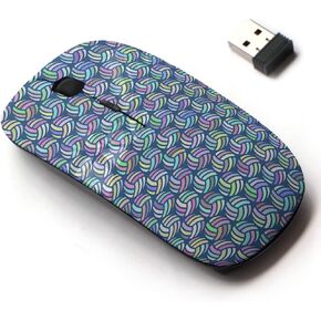 2.4G Wireless Mouse with Cute Pattern Design for All Laptops and Desktops with Nano Receiver - Volleyball Multicolored