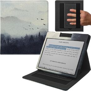 Double Stand Case for 7'' Onyx Boox Go 7 / Boox Tablet Go Color 7 (Gen II/Gen I 2025/2024) /Boox Page Cover with Elastic Pen Holder/Auto Sleep&Wake/Double Hand Strap (Black)