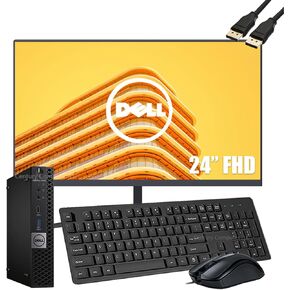 Dell OptiPlex 7050 Micro Business Desktop PC wich 23.8" Monitor Intel Core i5-7500 3.2 GHz 16GB RAM,256GB SSD, Keyboard & Mouse, WiFi, Bluetooth, Windows 10 Pro (Renewed)