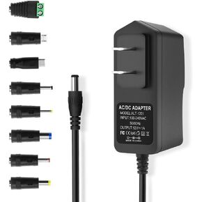 DC Power Supply Adapter 12V 1A Cord Replacement 12W AC Adapter 100-240V AC to DC 12V 1A Power Cord, 5.5mm x 2.5mm Barrel Plug