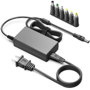 [UL Listed] HKY 24V 65W Universal Power Adapter with 6 Extra Tips,AC to DC,2.1mmX5.5mm Barrel Plug,24v 2.73a / 2.7A / 2.5A / 2A / 1.5A / 1A Compatible Power Supply Cord Cable Charger Plug