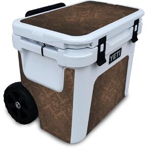 Cooler Skin Compatible with Yeti Roadie 32 Wheeled Cooler - Brown Linen - Premium 3M Vinyl Protective Wrap Decal Cover - Easy to Apply | Crafted in The USA by MightySkins