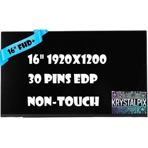 New KrystalPix LCD Display FITS- Replacement LCD LP160WU3(SP)(B1) LP160WU3-SPB1 for Dell DP/N 064X99 64X99 16" LCD FHD+ Display Screen Non-Touch 30 pins Panel