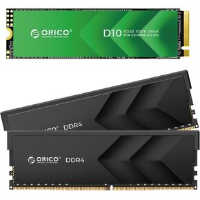 ORICO H400 32GB (2x16GB) DDR4 3200MHz Gaming Desktop RAM and 128GB M.2 NVMe PCIe Gen3x4 SSD Bundle