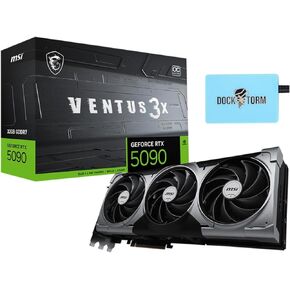 MSI Ventus 3X FeForce RTX 5090 OC Edition 32 GB GDDR7, PCI Express Gen 5, Core Clocks Extreme: 2452 MHz, CUDA CORES 21760 Units, Memory Speed 28 Gbps, Bundle with Dockztorm Hub