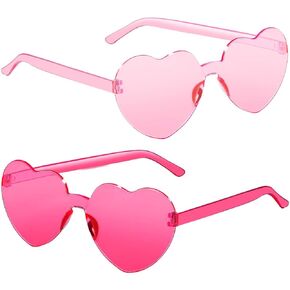 12 Pairs Heart Shaped Sunglasses for Women Girl Colorful Rainbow Sunglasses Rimless Fun Trendy Transparent Heart Sunglasses Party Favor