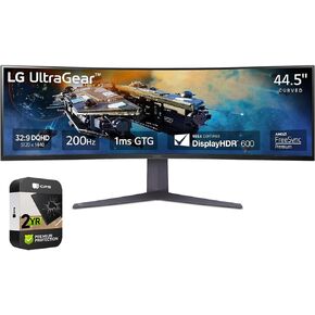 LG 45GR75DC-B 45 inch Ultragear Curved Gaming Monitor, 3-Way Adjustable Stand (Renewed) Bundle with 2 YR CPS Enhanced Protection Pack