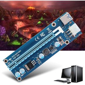 Mini PCI E to PCI Express16x Extender Riser Adapter, SATA Power Cord Converter, for Video Card Mining Adopt 4 Solid-State Capacitors 6pin Interface on The Graphics Card etc