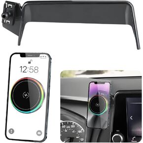 Car Magnetic Phone Mount for Nissan Rogue Platinum SL 2024 2025 【 12.3-inch Screen 】 [Note:Not Fit 9-inch and 8-inch Screen] Auto Accessories Cell Phones Holder Fast 15W Wireless Charger