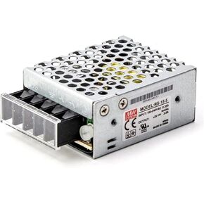 RS-15-5 15W Single Output Enclosed Power Supply, 5V 3A, Universal AC Input, Free Air Convection, Compact Size, for Industrial Control Systems, Automation, UL/CUL Certified