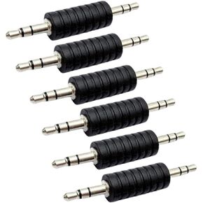 6 Pack 3.5mm Jack to 3.5mm Audio Male Adapter Connectors