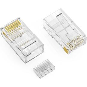 RJ45 Cat.5E Plug Solid 3Prong 50 Micron w/Inserter 100pk