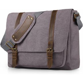 SMRITI Vintage Canvas Messenger Bag for Men 15.6-16 inch Laptop bag,Computer Satchel Shoulder Bag for School Work Travel (Black)