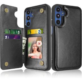 Case for Samsung Galaxy A15 5G, for Galaxy A15 5G Wallet Case with Card Holder, PU Leather ID Credit Card Slots Snap Buttons Clousure TPU Frame Bumper Back Flip Phone Cover [Marble Pink]