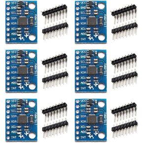 ​KEAcvise 6-Pack GY-521 MPU6050 Sensor Module - 6-Axis IMU with 16-bit ADC, 3-Axis Gyro/Accelerometer, I2C Interface for Drones/Robotics/Motion Control/STEM Labs/Industrial Automation