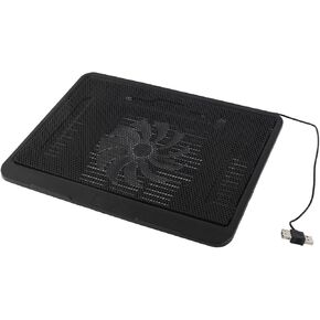 Laptop Cooler Cooling Pad Base Big Fan USB Stand for 14 Or Below Notebook Super Quiet Fans Ergonomic Stand Lightweight Construction Metal Mesh Front Black Blue (Black)