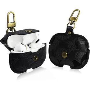 Compatible with AirPods Pro 2nd/1st Generation Case, Leather Full Body Shockproof Protective Cover for AirPods Pro 2&1 Gen Case (A)