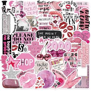 100pcs y2k ملصقات ، Trend Girl جماليات فينيل شارات مقاومة للماء لجهاز الكمبيوتر المحمول زجاجة ماء التزلج علبة هاتف ، هدايا