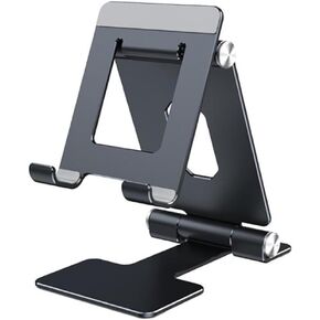 Angoily 1Pc Foldable Phone Holder and Tablet Stand for Desk Home Office Durable Portable Black