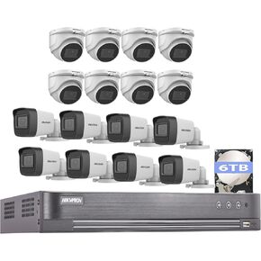 HIK 5MP 16CH HD Analog CCTV Security Camera Bundle for Hikvision 16 Channel Surveillance Camera System Kit 16 Channel DVR 6TB HDD 16x 5MP Outdoor Audio Cameras Video & Audio Recording Remote Access