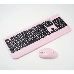 KM1 Wireless Keyboard and Mouse Combo for Laptop & Desktop Computers, Slim Quiet 2.4 GHz w/Single USB Receiver, Full Size Durable & Low Noise Design