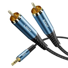 Tisino RCA to 3.5mm AUX Cable, 2 RCA Male to 1/8" TRS Headphone Jack Auxiliary Cable for Connecting Cell Phone, MP3 Players to Amplifier, TV(1.5m/5FT)
