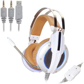 Earphones USB 3.5mm Gaming Headset LED Over-Ear Headphone Stereo Headset with Mic for PC Computer Laptop Earbud Headphones