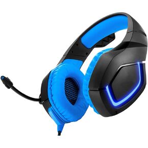 Earphones PC Gamer Gaming Headset Wired 35 mm USB Interface Earphone Headphones with Mic Volume Control LED for Compute Earbud Headphones (Color : Blue)