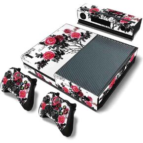 Cnniko2 Skin Decal Stickers for Xbox One Console + 2 Controller, PVC, Chinese Style Chinoiserie Flower#1