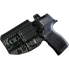 IWB Kydex Holster – Inside Waistband Holster for Concealed Carry – Adjustable Retention & Cant – Carbon Fiber Black – Fits Compact Models – Made in USA
