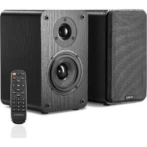 LONPOO Powered Bookshelf Speaker, Active Near Field Monitor with 4" Woofer and 1" Silk Domed Tweeter,100 Watts RMS with eARC, Optical, Coaxial, Wireless Bluetooth Streaming,Aux-in