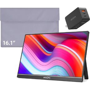 ARZOPA 16.1 Portable Monitor & 16.1 Sleeve Bag & 65W USB C Charger Block Combination