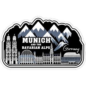 Germany Munich and The Bavarian Alps Sticker 4 Inch City Travel Souvenir - Waterproof Vinyl Decal for Laptop Water Bottle Car Tumbler - Durable Aesthetic Long-Lasting Stickers for Adults ID44990