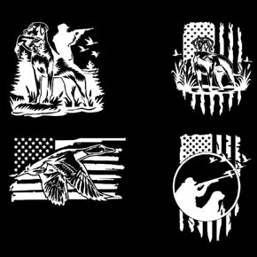 1step2dream Duck Hunting Stickers Pack | Assorted Design for Patriotic, Best Favor for Hunter，7.1-Inch Glossy White Vinyl Decals for Windows | for Laptop | for Cars 4Pcs