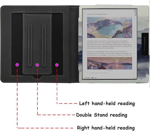 Double Stand Case for 7'' Onyx Boox Go 7 / Boox Tablet Go Color 7 (Gen II/Gen I 2025/2024) /Boox Page Cover with Elastic Pen Holder/Auto Sleep&Wake/Double Hand Strap (Black) in Saudi Arabia