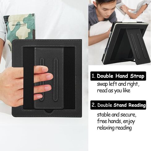 Double Stand Case for 7'' Onyx Boox Go 7 / Boox Tablet Go Color 7 (Gen II/Gen I 2025/2024) /Boox Page Cover with Elastic Pen Holder/Auto Sleep&Wake/Double Hand Strap (Black) in Saudi Arabia