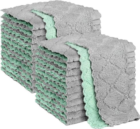AIDEA Kitchen Dish Cloth - 12 Pack, Super Absorbent Coral Fleece Dish Cloths, No Odor Reusable Dish Rags, Premium Microfiber Cleaning Cloths, Nonstick Oil Washable Fast Drying 6.3" x10.4" in Saudi Arabia