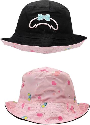 قبعة دلو Kawaii Kitty للنساء، قطن مطبوعة مزدوجة الجانب، قبعة دلو قابلة للعكس، قبعة صيد خفيفة الوزن عصرية، قبعة شمس in Kuwait