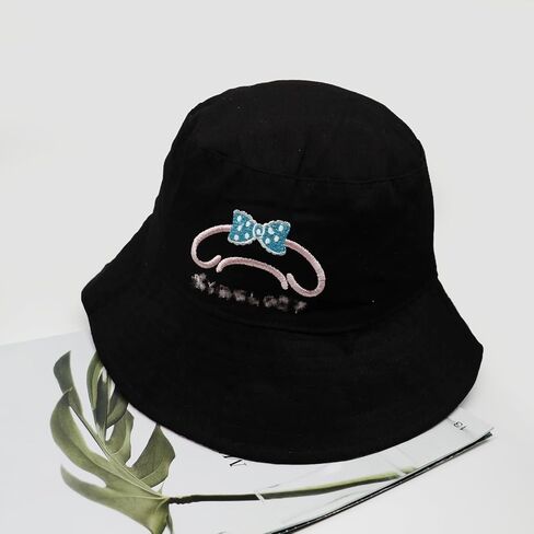 قبعة دلو Kawaii Kitty للنساء، قطن مطبوعة مزدوجة الجانب، قبعة دلو قابلة للعكس، قبعة صيد خفيفة الوزن عصرية، قبعة شمس in Kuwait