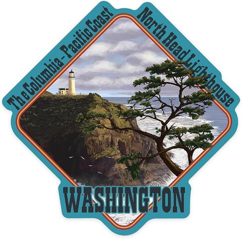 Die Cut Sticker North Head Lighthouse, Washington, The Columbia, Pacific Coast, Vinyl Sticker 1 to 3 inches (Waterproof Decal for Cars, Water Bottles, Laptops, Coolers), Small in Saudi Arabia