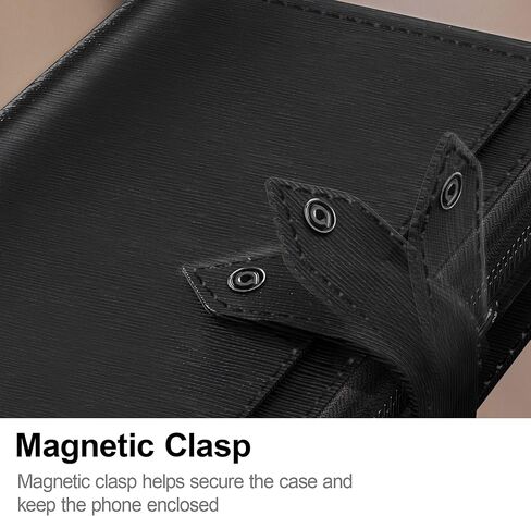 JUST4YOU Zipper Wallet Case for Apple iPhone 13 Pro Max with Wrist Strap Premium PU Leather Folding Stand Card Holder Flip Case (Black) CS_FC_ZC_I13PM_BK in Saudi Arabia