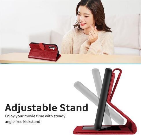MEUPZZK Samsung Galaxy A54 5G Case, Samsung A54 5G Wallet Case, Embossed Tree Premium PU Leather [Kickstand] [Card Slots] [Wrist Strap] [Folio Flip] [6.4 inch] Phone Cover for Samsung A54 5G (R-Red) in Saudi Arabia
