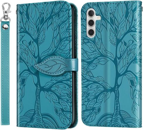 MEUPZZK Samsung Galaxy A54 5G Case, Samsung A54 5G Wallet Case, Embossed Tree Premium PU Leather [Kickstand] [Card Slots] [Wrist Strap] [Folio Flip] [6.4 inch] Phone Cover for Samsung A54 5G (R-Red) in Saudi Arabia