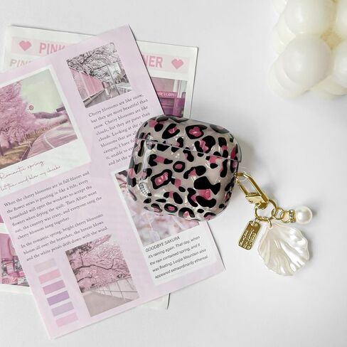 متوافق مع AirPods 2nd/1st Cate Cute Leopard Print Cool Cool Cheetah Shell نمط مع تصميم سلسلة للنساء الفتيات الناعم TPU مقاوم للصدمة حالة غلاف واقية لـ AirPods 1 و 2-Brown in Kuwait