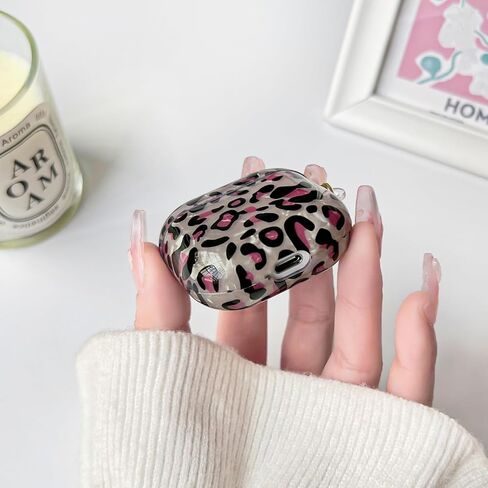 متوافق مع AirPods 2nd/1st Cate Cute Leopard Print Cool Cool Cheetah Shell نمط مع تصميم سلسلة للنساء الفتيات الناعم TPU مقاوم للصدمة حالة غلاف واقية لـ AirPods 1 و 2-Brown in Kuwait