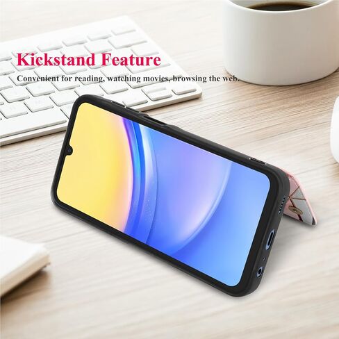 علبة Samsung Galaxy A15 5G ، للحصول على محفظة Galaxy A15 5G مع حامل البطاقة ، فتحات بطاقة الائتمان الخاصة بالجلد PU Clousure TPU إطار الصدمات الخلفية الظهر. in Kuwait