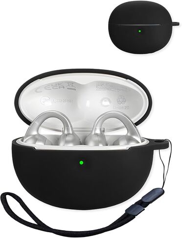 Compatible with Baseus Bowie MC1 Pro True Wireless Noise Cancelling Earphones,Premium Silicone Shockproof Protection Skin Touch Charging Port Accessible, Front LED Visible with Lanyard,Black. in Saudi Arabia